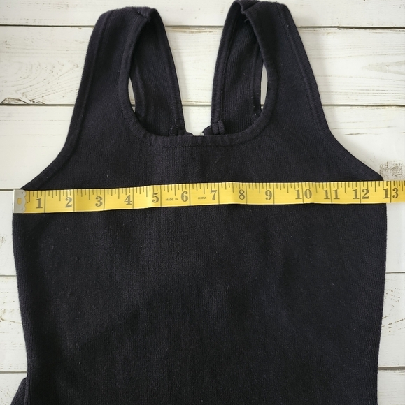 Debu Bodycon Stretch Knit Sleeveless Dress Size S Black Lace Up & Cut Out Back - Picture 7 of 9